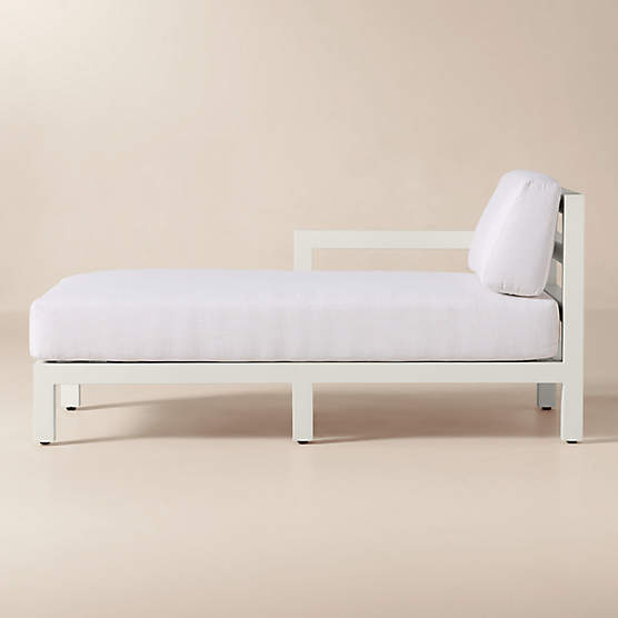 Bay Ivory Aluminum Outdoor Left-Arm Chaise with Ivory Cushions