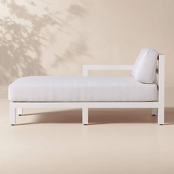 Bay Ivory Aluminum Outdoor Left-Arm Chaise with Ivory Cushions