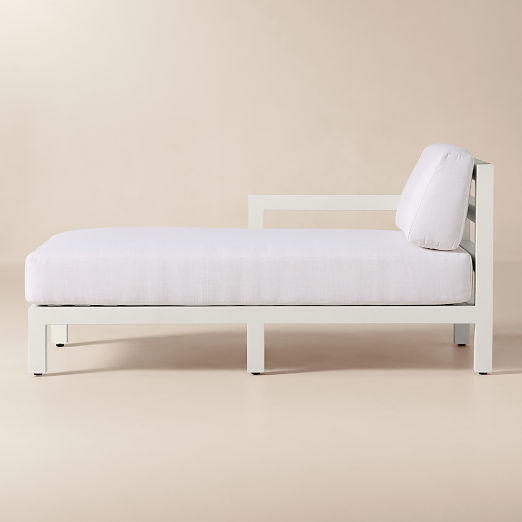Bay Ivory Aluminum Outdoor Left-Arm Chaise with Ivory Cushions