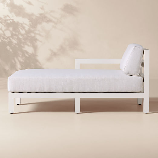 Bay Ivory Aluminum Outdoor Left-Arm Chaise with Ivory Cushions