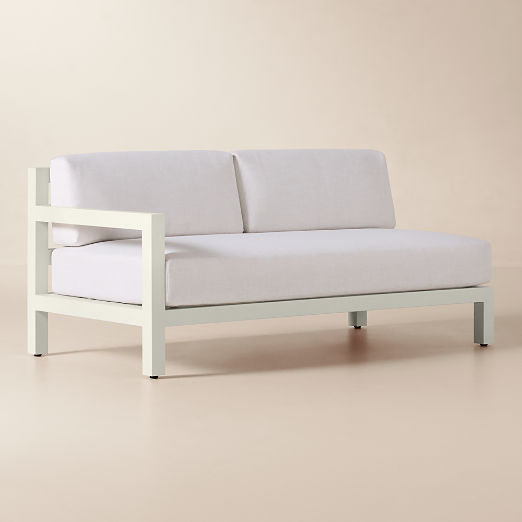 Bay Ivory Aluminum Outdoor Left-Arm Sofa with Ivory Cushions