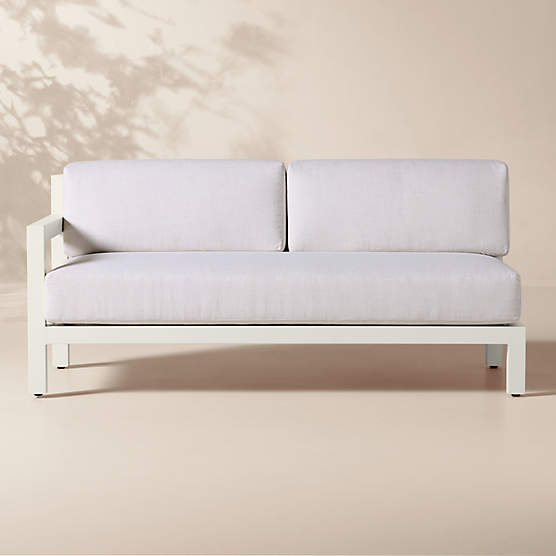 Bay Ivory Aluminum Outdoor Left-Arm Sofa with Ivory Cushions