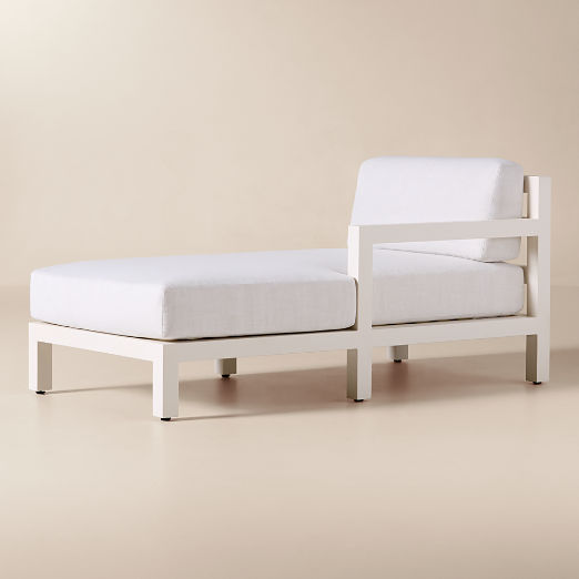 Bay Ivory Aluminum Outdoor Right-Arm Chaise with Ivory Cushions