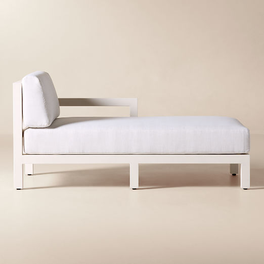 Bay Ivory Aluminum Outdoor Right-Arm Chaise with Ivory Cushions