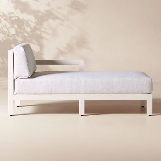 Bay Ivory Aluminum Outdoor Right-Arm Chaise with Ivory Cushions