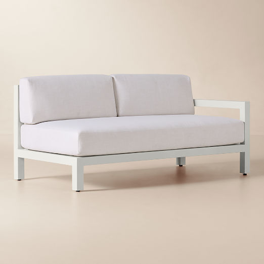 Bay Ivory Aluminum Outdoor Right-Arm Sofa with Ivory Cushions
