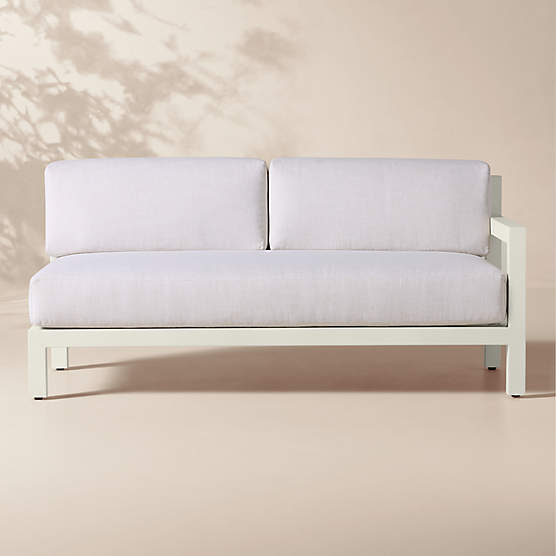 Bay Ivory Aluminum Outdoor Right-Arm Sofa with Ivory Cushions