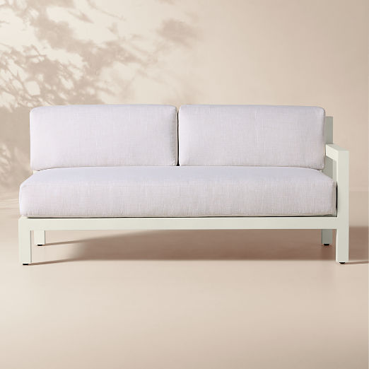 Bay Ivory Aluminum Outdoor Right-Arm Sofa with Ivory Cushions
