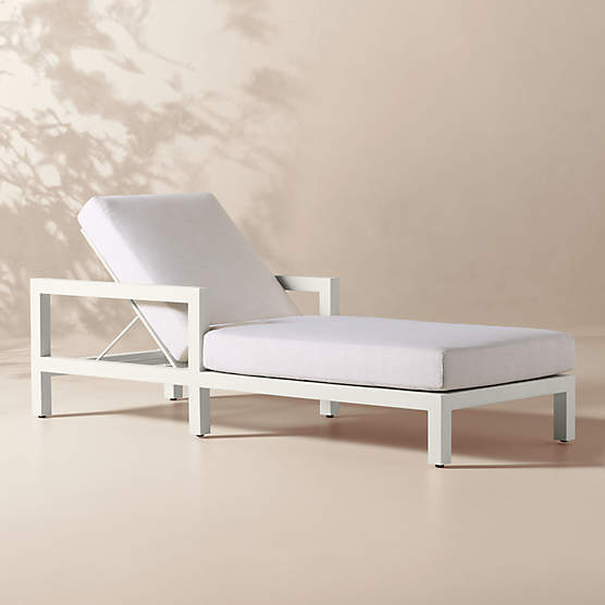 Bay Ivory Aluminum Outdoor Sun Lounger with Ivory Cushions