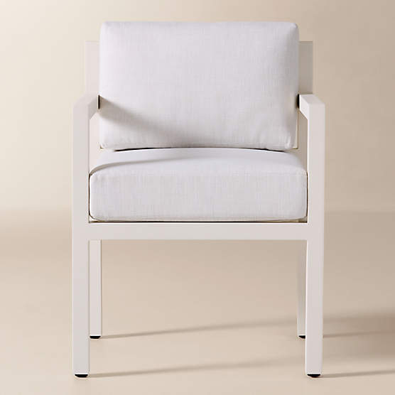 Bay Ivory Aluminum Outdoor Dining Armchair with Ivory Cushion