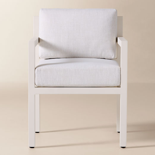 Bay Ivory Aluminum Outdoor Dining Armchair with Ivory Cushion