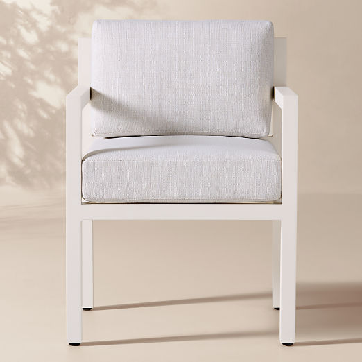 Bay Ivory Aluminum Outdoor Dining Armchair with Ivory Cushion