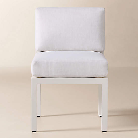 Bay Ivory Aluminum Outdoor Armless Dining Chair with Ivory Cushion