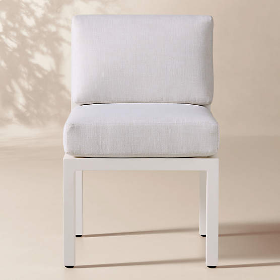 Bay Ivory Aluminum Outdoor Armless Dining Chair with Ivory Cushion