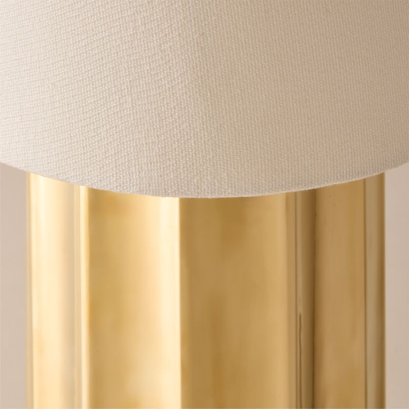 Baz Oversized Scalloped Unlacquered Brass Floor Lamp with Cotton Shade - image 4 of 7