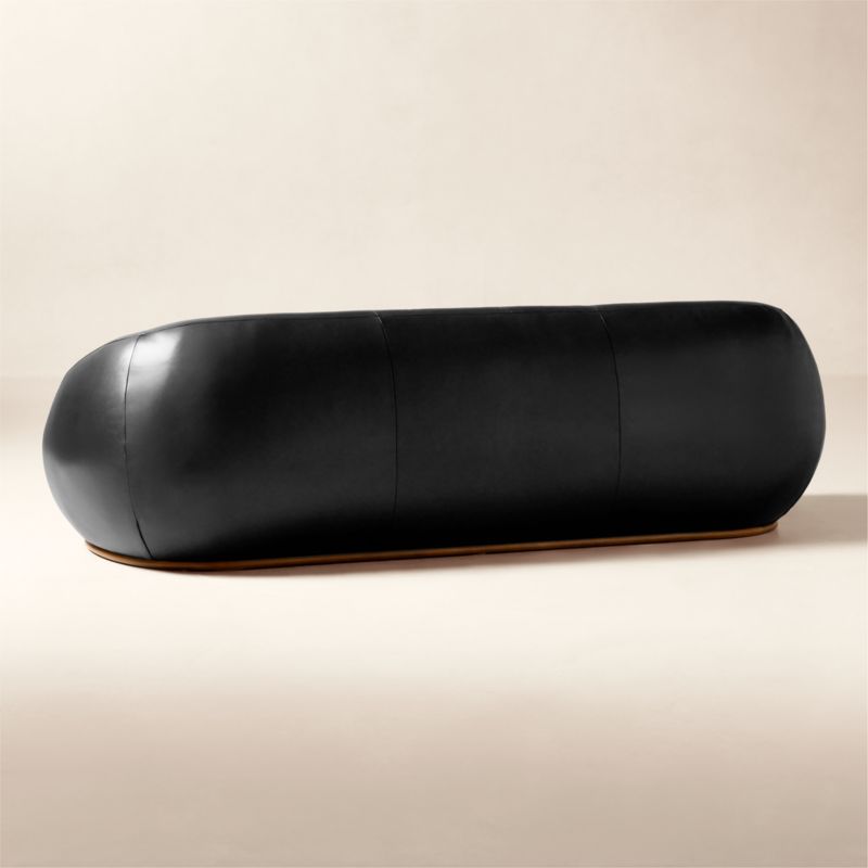 Baza 98" Curved Black Leather Sofa by Casa Dean by Swizz Beatz - image 4 of 8