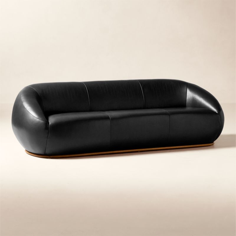 Baza 98" Curved Black Leather Sofa by Casa Dean by Swizz Beatz - image 2 of 8