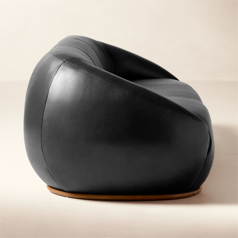 Baza 98" Curved Black Leather Sofa by Casa Dean by Swizz Beatz - image 3 of 8