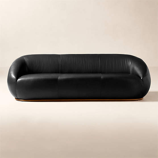 Baza 98" Curved Black Leather Sofa by Casa Dean by Swizz Beatz