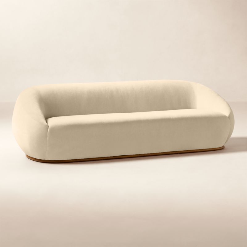 Baza 98" Ivory Velvet Sofa by Casa Dean by Swizz Beatz - image 1 of 7