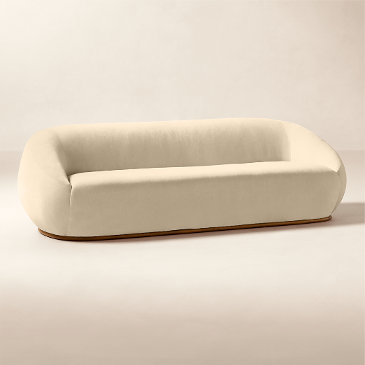 Baza 98" Ivory Velvet Sofa by Casa Dean by Swizz Beatz
