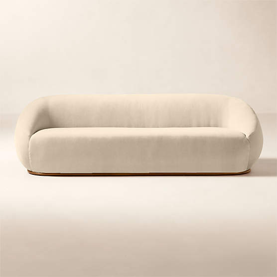 Baza 98" Ivory Velvet Sofa by Casa Dean by Swizz Beatz