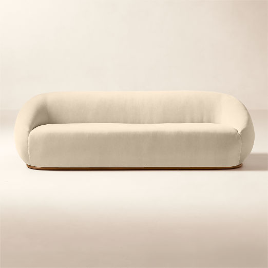 Baza 98" Ivory Velvet Sofa by Casa Dean by Swizz Beatz