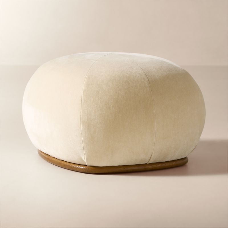 Baza Ivory Velvet Ottoman by Casa Dean by Swizz Beatz - image 1 of 4