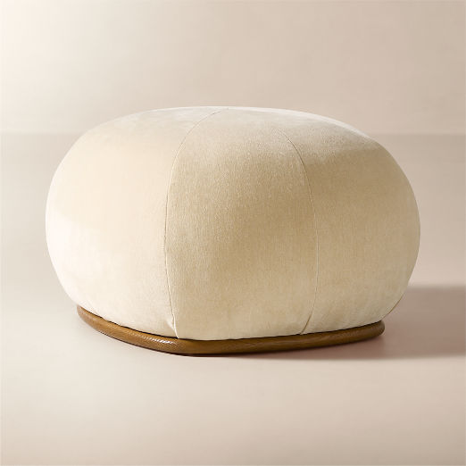 Baza Ivory Velvet Ottoman by Casa Dean by Swizz Beatz