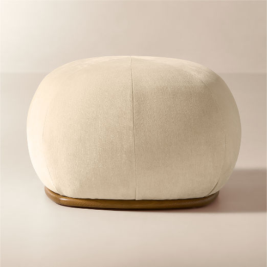 Baza Ivory Velvet Ottoman by Casa Dean by Swizz Beatz