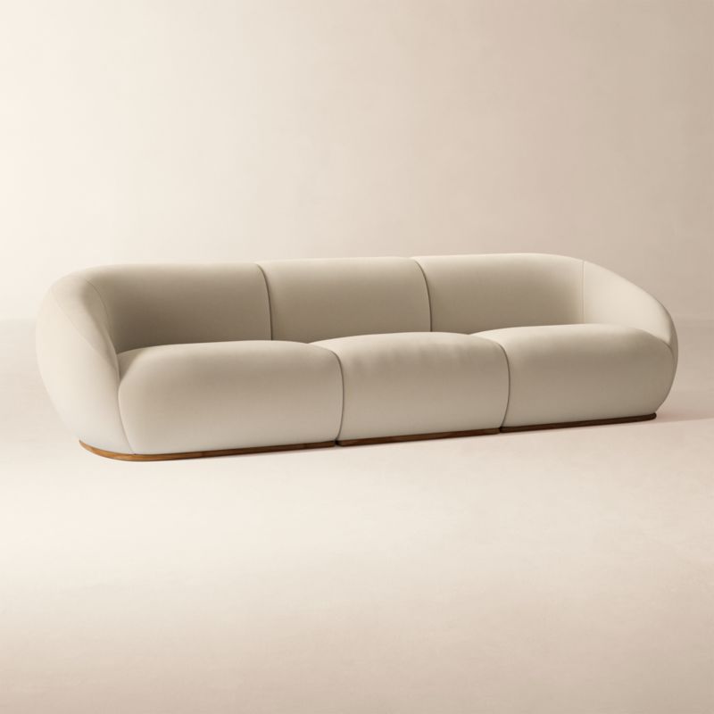 Baza Ivory Velvet 3-Piece Sectional Sofa by Casa Dean by Swizz Beatz - image 2 of 7