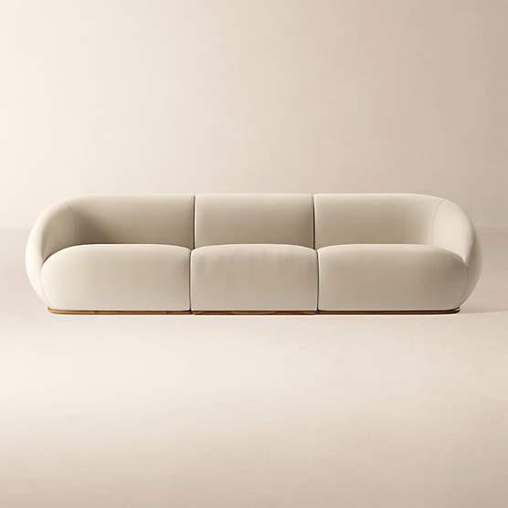 Baza Ivory Velvet 3-Piece Sectional Sofa by Casa Dean by Swizz Beatz