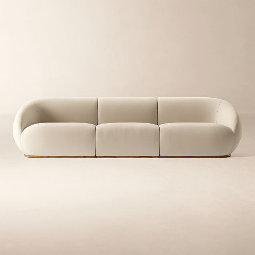 Baza Ivory Velvet 3-Piece Sectional Sofa by Casa Dean by Swizz Beatz