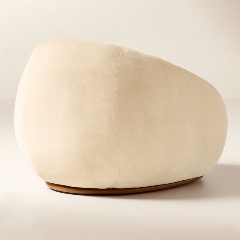 Baza Ivory Velvet Swivel Chair by Casa Dean by Swizz Beatz - image 3 of 7