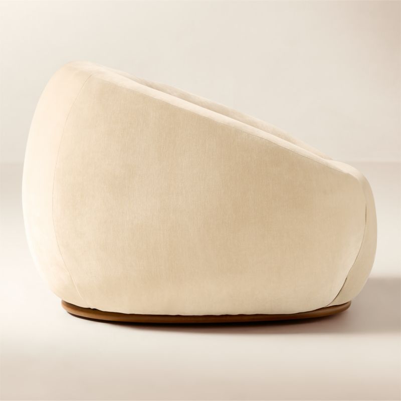 Baza Ivory Velvet Swivel Chair by Casa Dean by Swizz Beatz - image 2 of 7