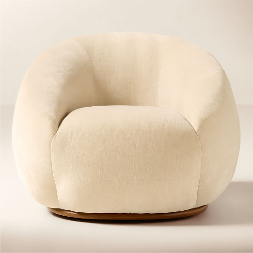 Baza Ivory Velvet Swivel Chair by Casa Dean by Swizz Beatz