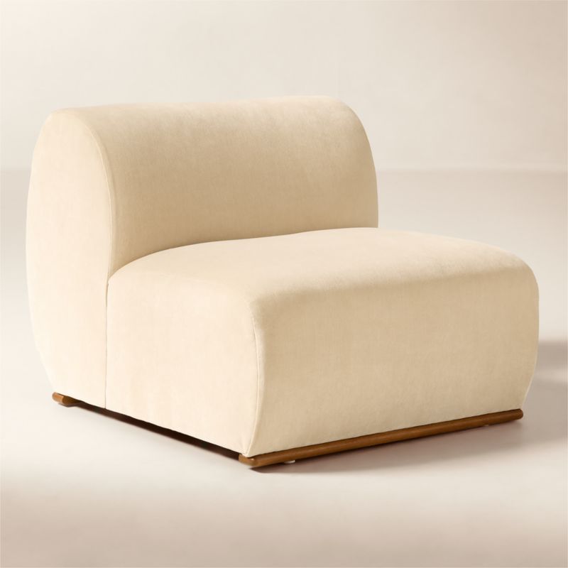 Baza Ivory Velvet Armless Chair by Casa Dean by Swizz Beatz - image 2 of 9