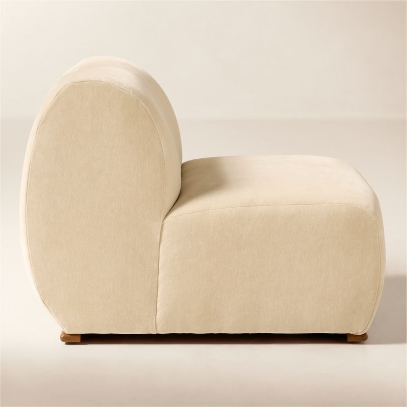 Baza Ivory Velvet Armless Chair by Casa Dean by Swizz Beatz - image 3 of 9