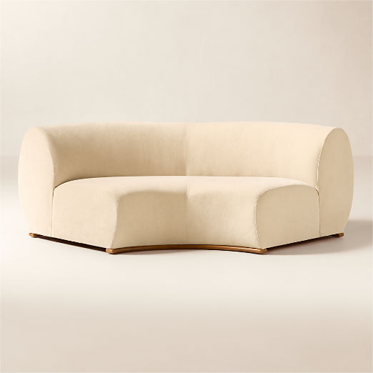 Baza Ivory Velvet Corner Chair by Casa Dean by Swizz Beatz