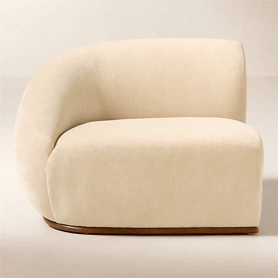 Baza Ivory Velvet Left Arm Chair by Casa Dean by Swizz Beatz