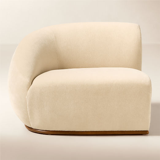 Baza Ivory Velvet Left Arm Chair by Casa Dean by Swizz Beatz