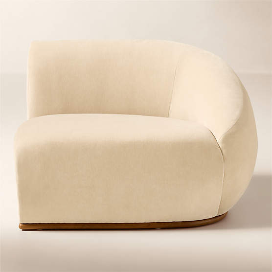 Baza Ivory Velvet Right Arm Chair by Casa Dean by Swizz Beatz