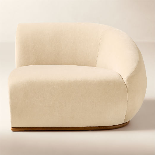 Baza Ivory Velvet Right Arm Chair by Casa Dean by Swizz Beatz