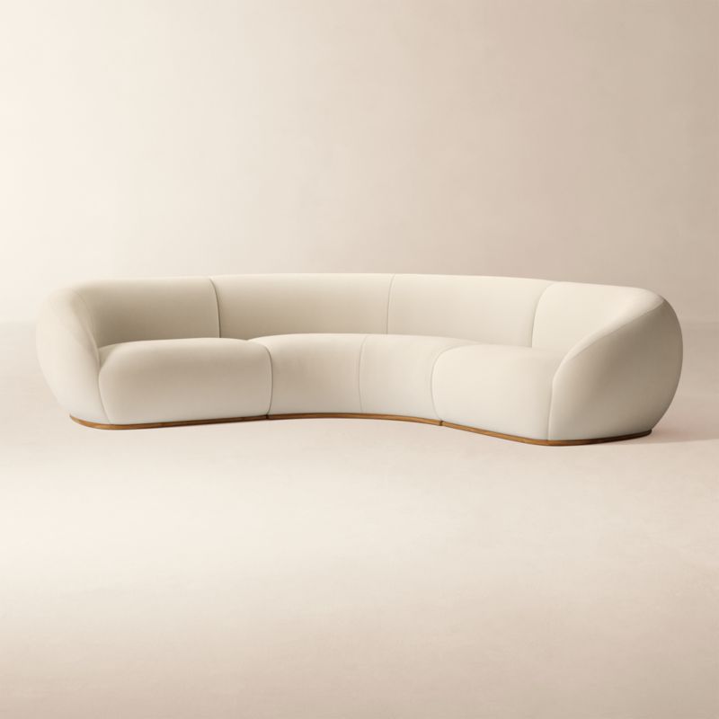 Baza Ivory Velvet 3-Piece L-Shaped Sectional Sofa by Casa Dean by Swizz Beatz - image 2 of 7