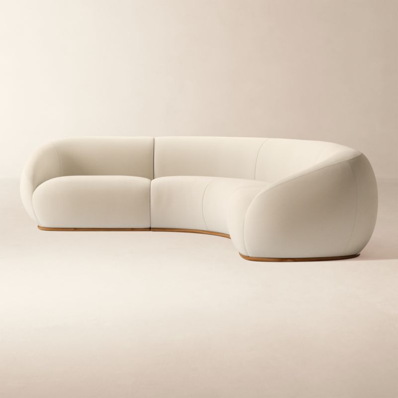 Baza Ivory Velvet 3-Piece L-Shaped Sectional Sofa by Casa Dean by Swizz Beatz - image 3 of 7