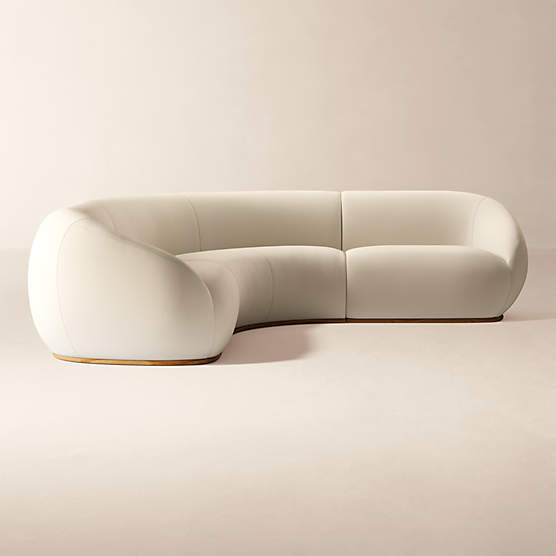 Baza Ivory Velvet 3-Piece L-Shaped Sectional Sofa by Casa Dean by Swizz Beatz