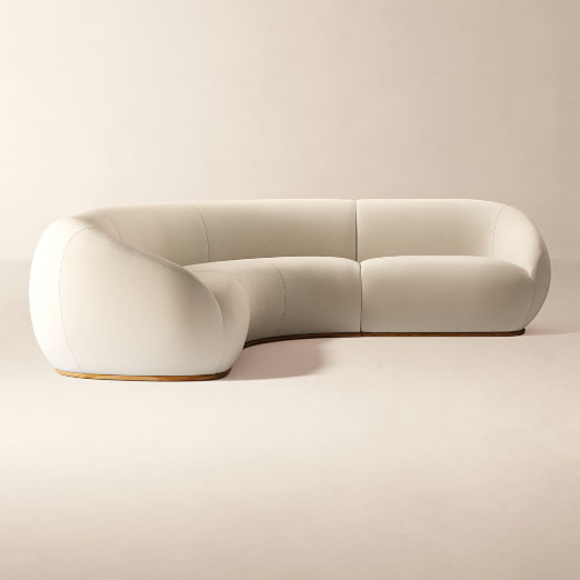 Baza Ivory Velvet 3-Piece L-Shaped Sectional Sofa by Casa Dean by Swizz Beatz