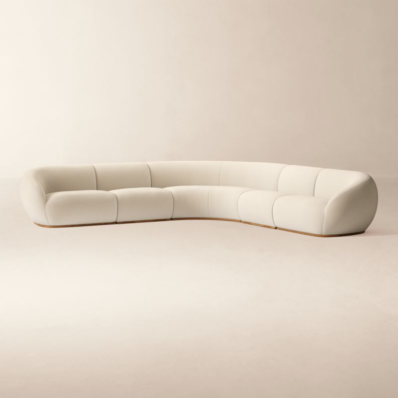 Baza Ivory Velvet 5-Piece L-Shaped Sectional Sofa by Casa Dean by Swizz Beatz - image 2 of 7