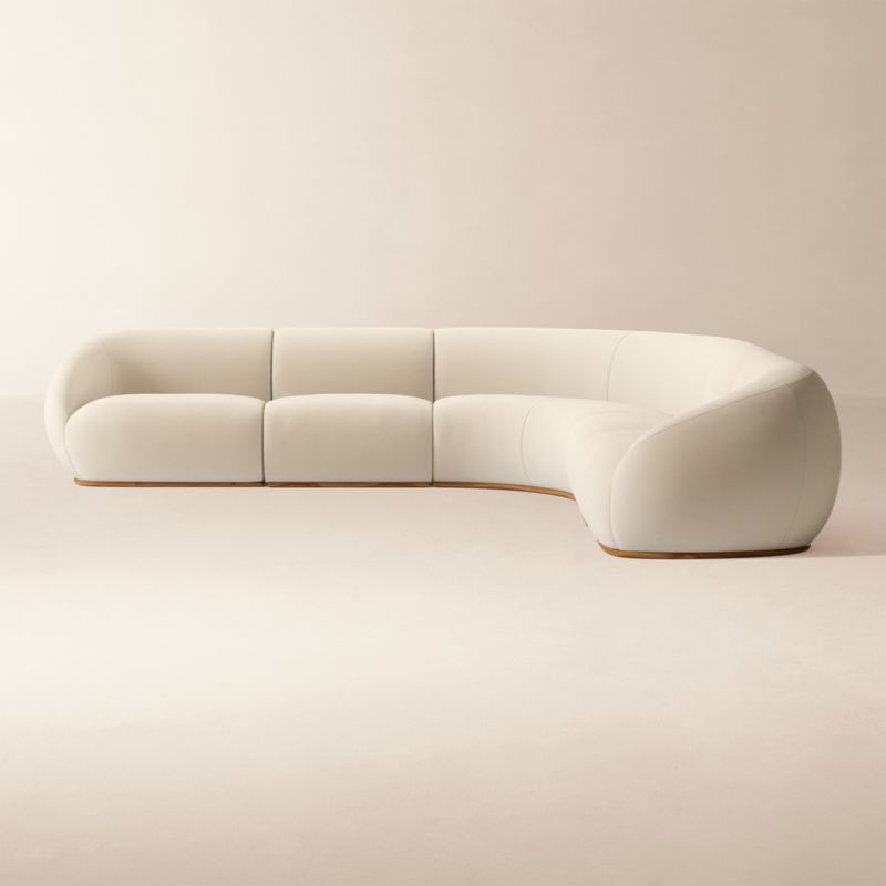 Baza Ivory Velvet 5-Piece L-Shaped Sectional Sofa by Casa Dean by Swizz Beatz - image 3 of 7