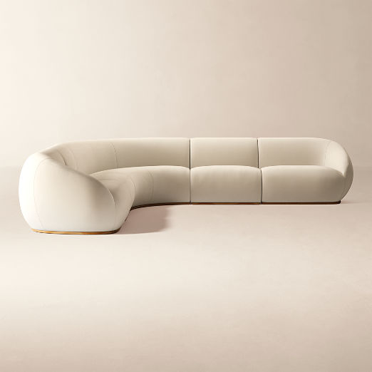 Baza Ivory Velvet 5-Piece L-Shaped Sectional Sofa by Casa Dean by Swizz Beatz